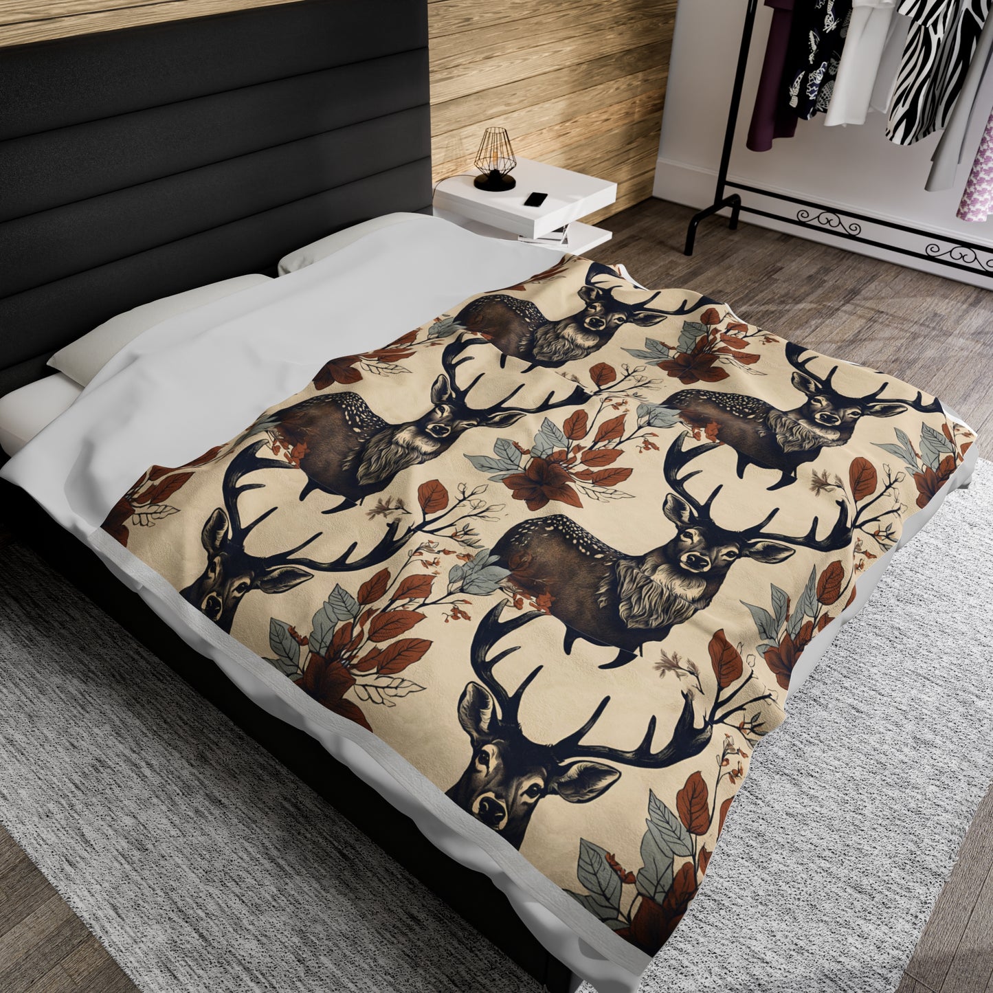 Cozy Woodland Deer Velveteen Plush Blanket