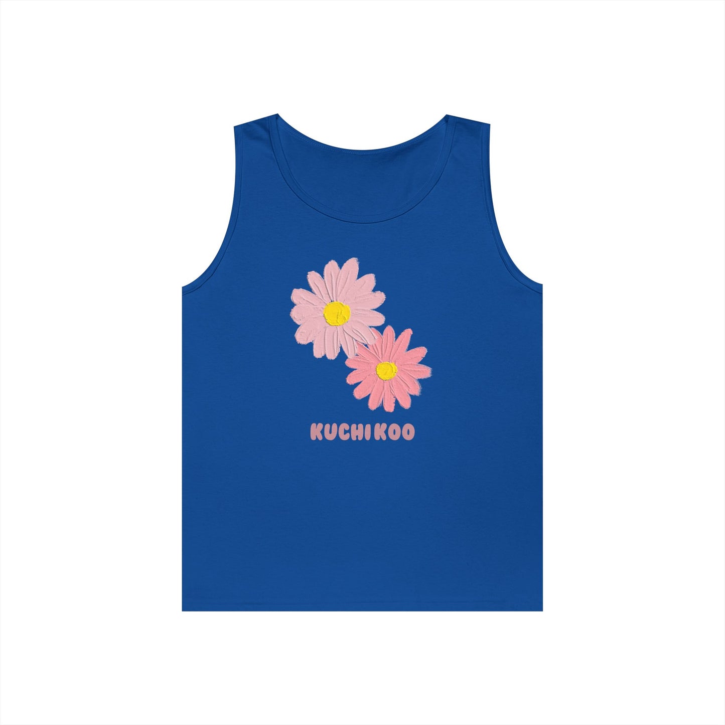 KUCHIKOO Floral Unisex Heavy Cotton Tank Top - Casual Summer Wear