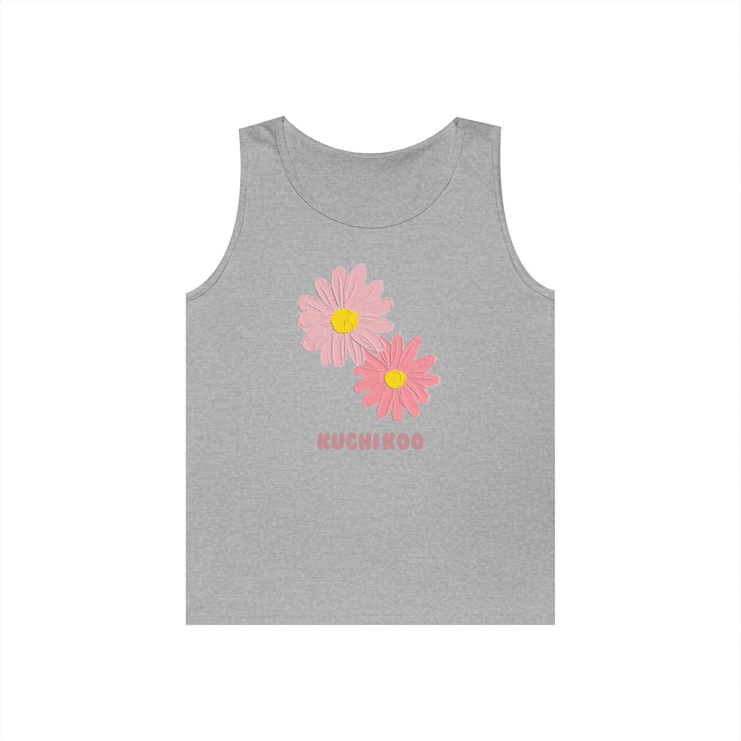 KUCHIKOO Floral Unisex Heavy Cotton Tank Top - Casual Summer Wear