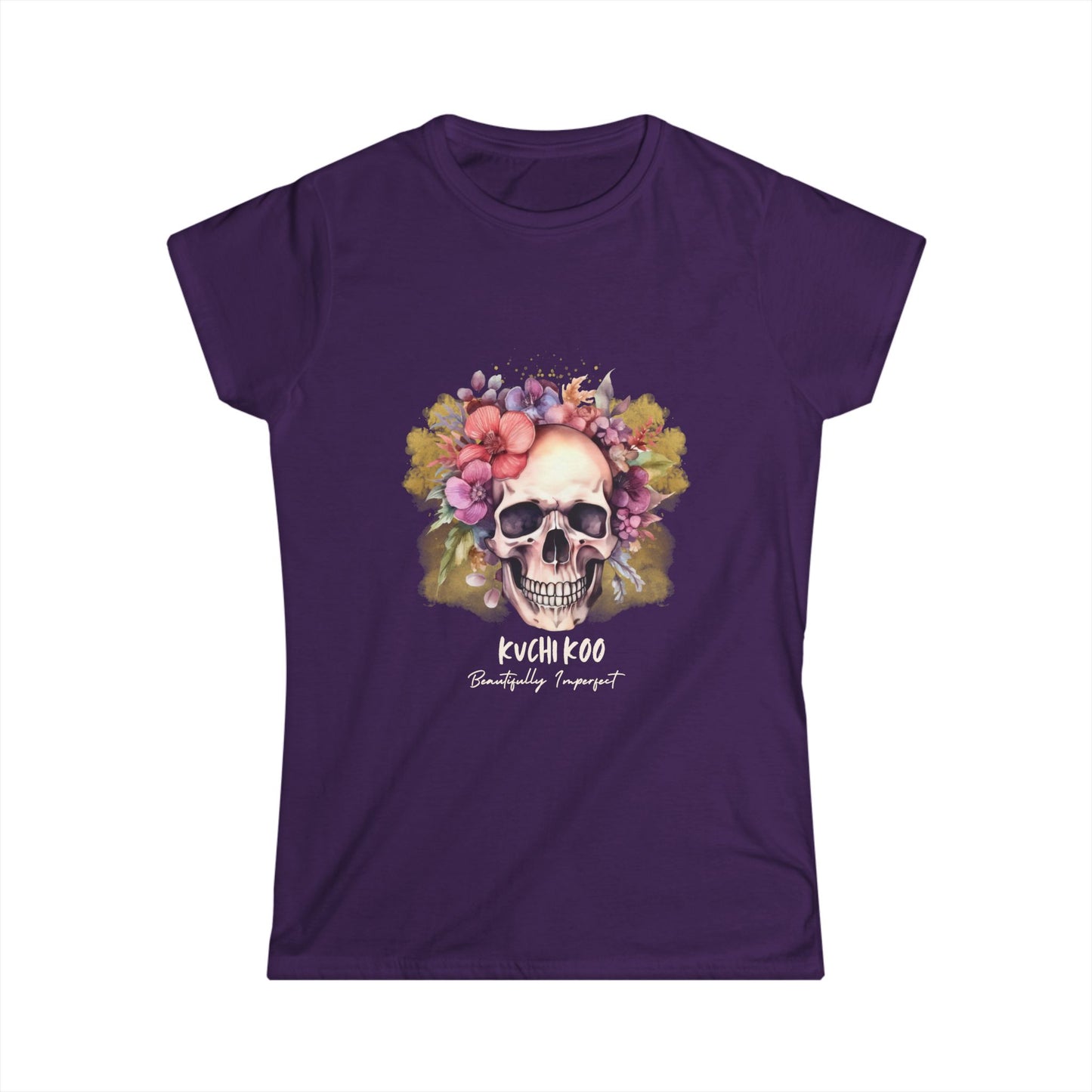 Floral Skull Graphic Tee for Women - Stylish and Edgy Fashion