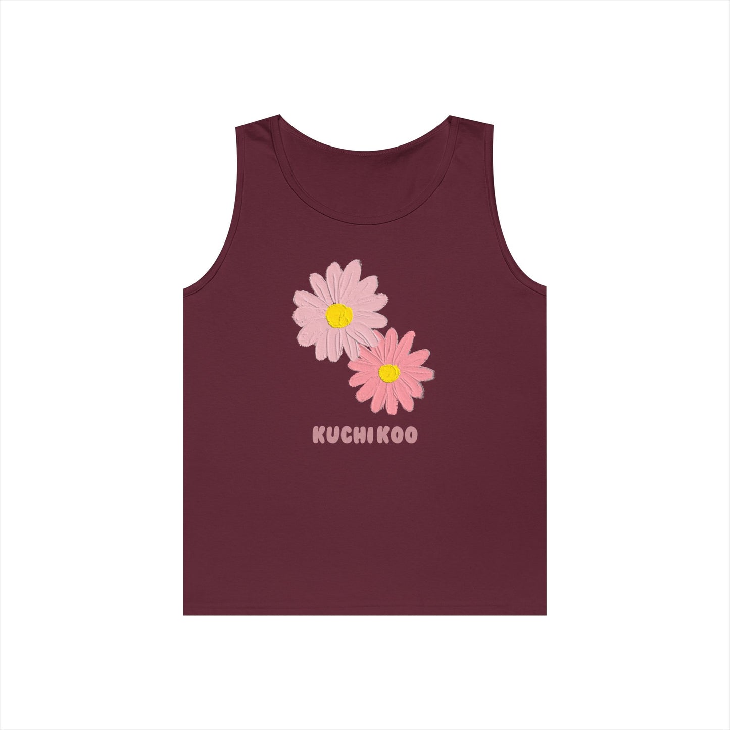 KUCHIKOO Floral Unisex Heavy Cotton Tank Top - Casual Summer Wear