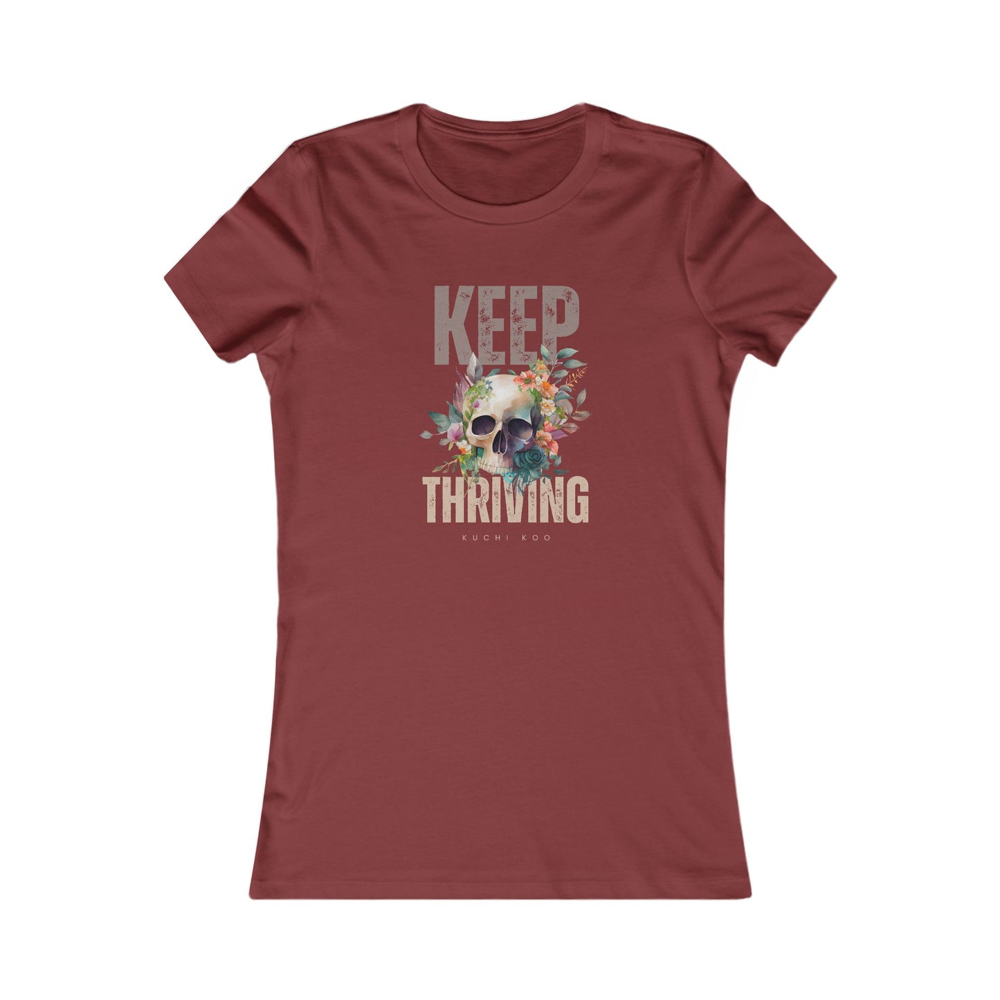 Floral Skull Graphic Tee - Keep Thriving Shirt for Women