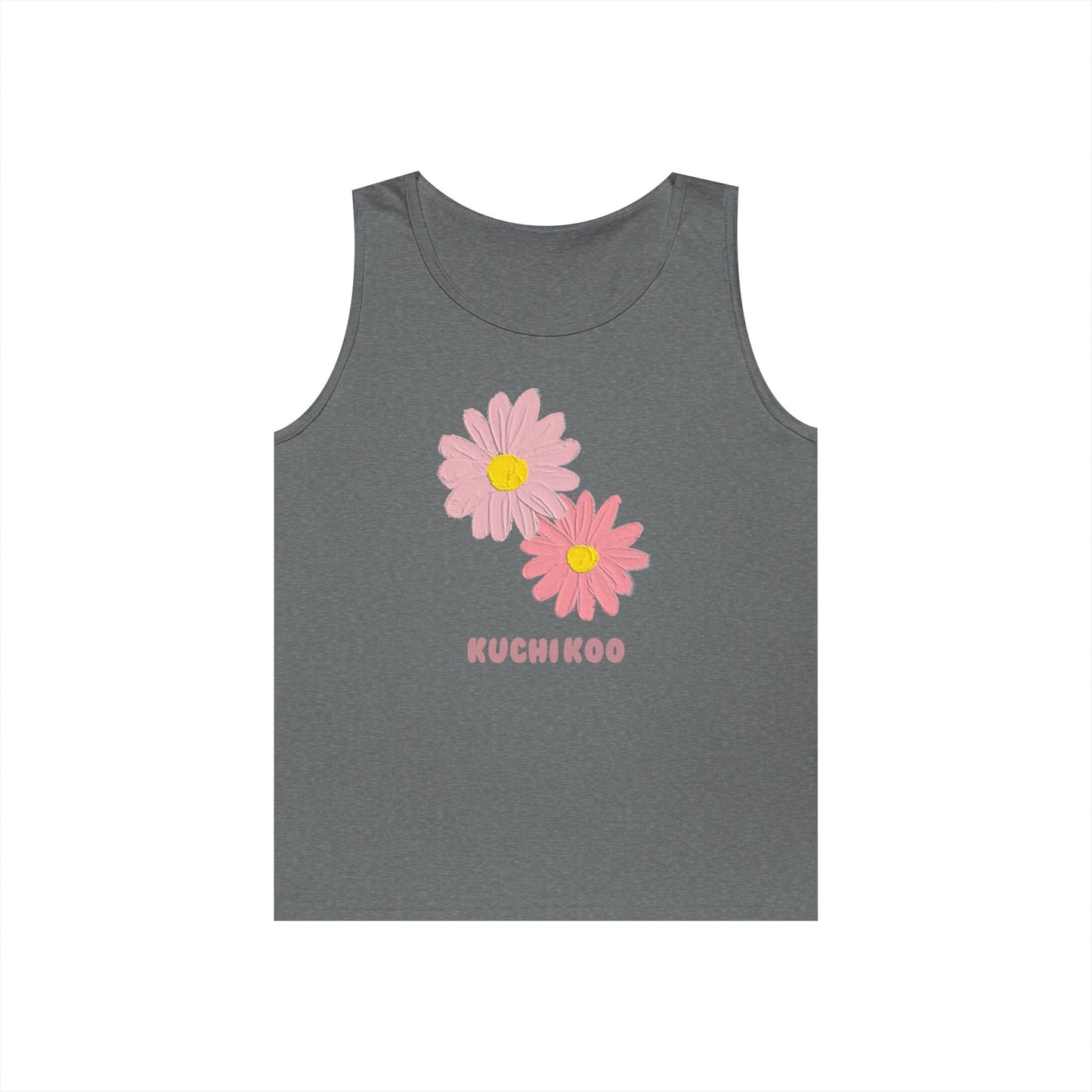 KUCHIKOO Floral Unisex Heavy Cotton Tank Top - Casual Summer Wear