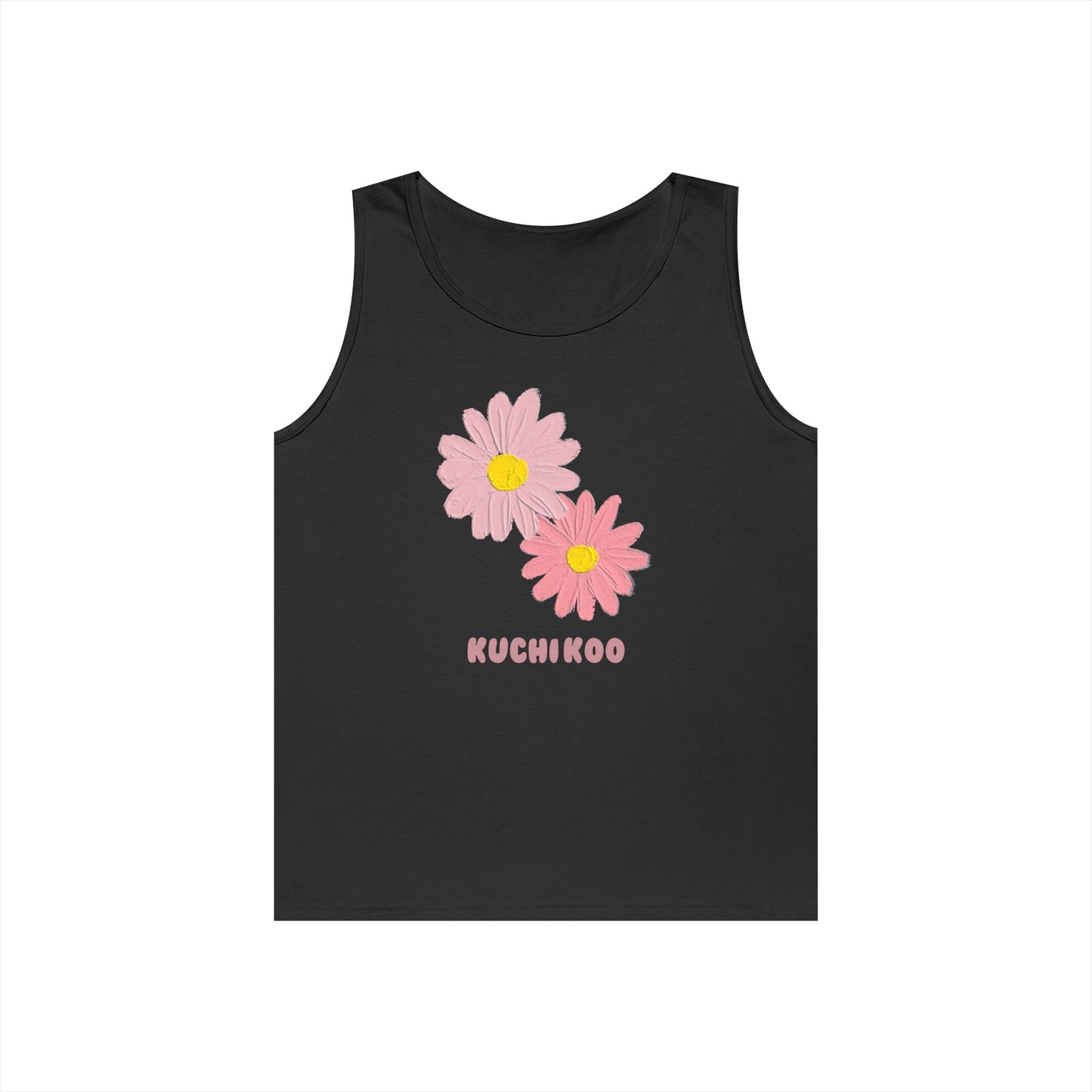 KUCHIKOO Floral Unisex Heavy Cotton Tank Top - Casual Summer Wear