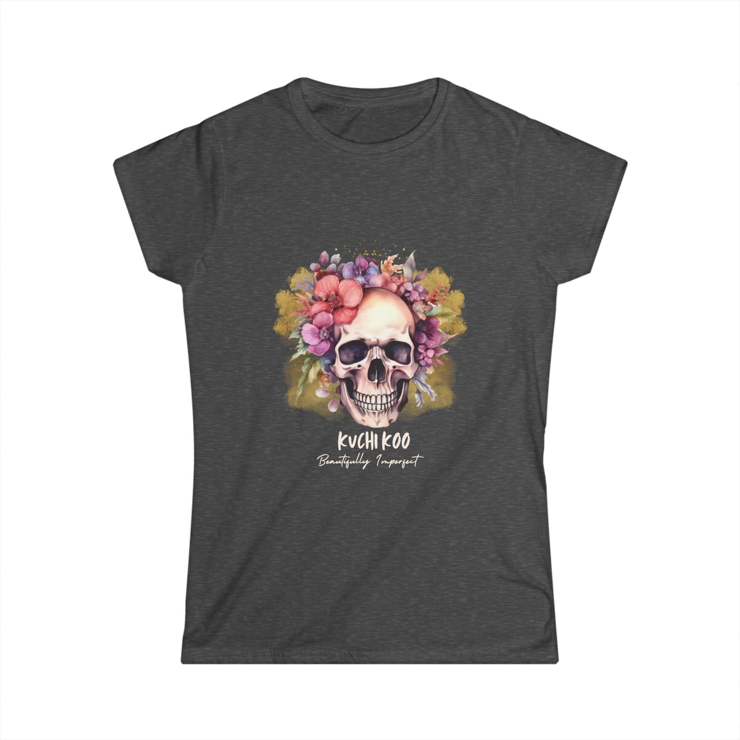 Floral Skull Graphic Tee for Women - Stylish and Edgy Fashion