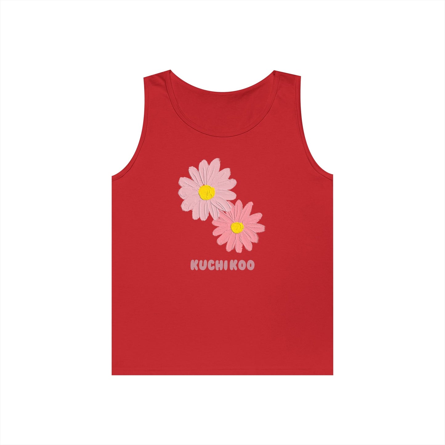 KUCHIKOO Floral Unisex Heavy Cotton Tank Top - Casual Summer Wear