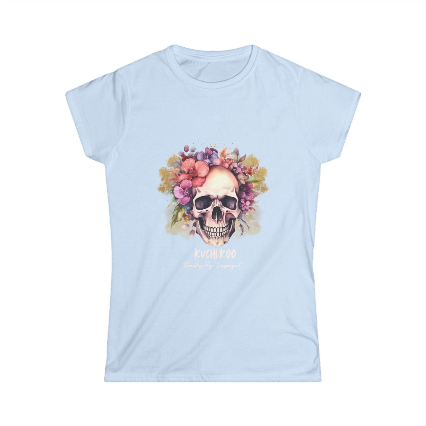 Floral Skull Graphic Tee for Women - Stylish and Edgy Fashion