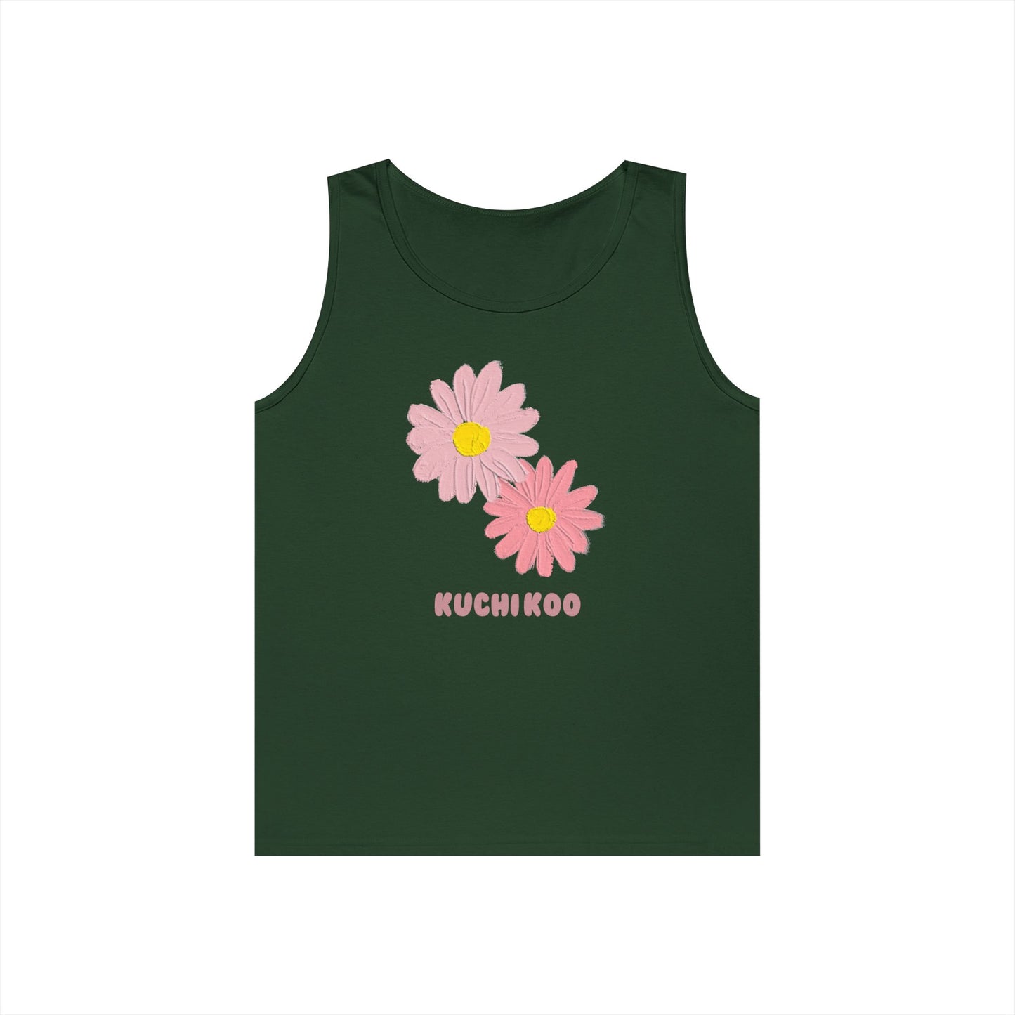 KUCHIKOO Floral Unisex Heavy Cotton Tank Top - Casual Summer Wear