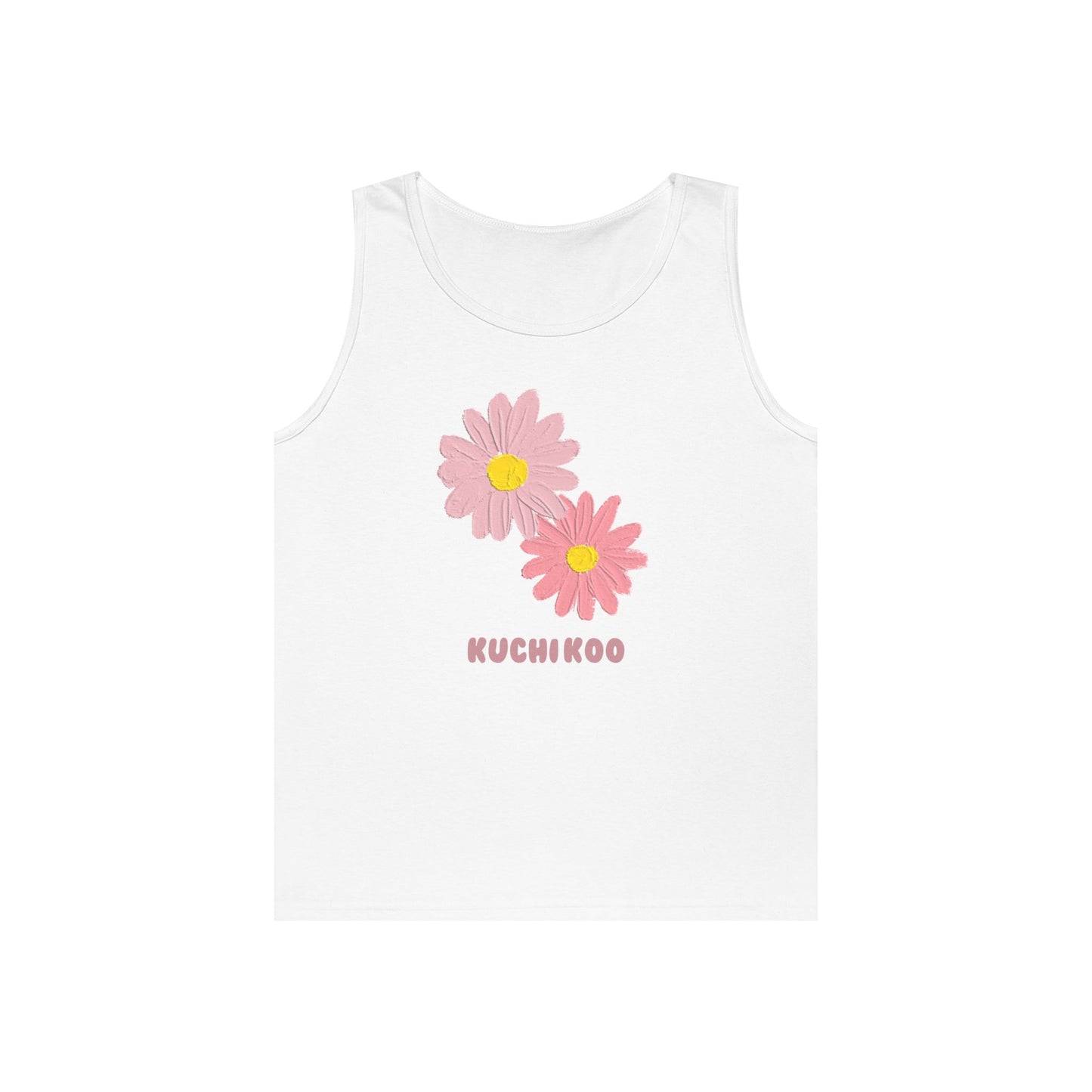 KUCHIKOO Floral Unisex Heavy Cotton Tank Top - Casual Summer Wear