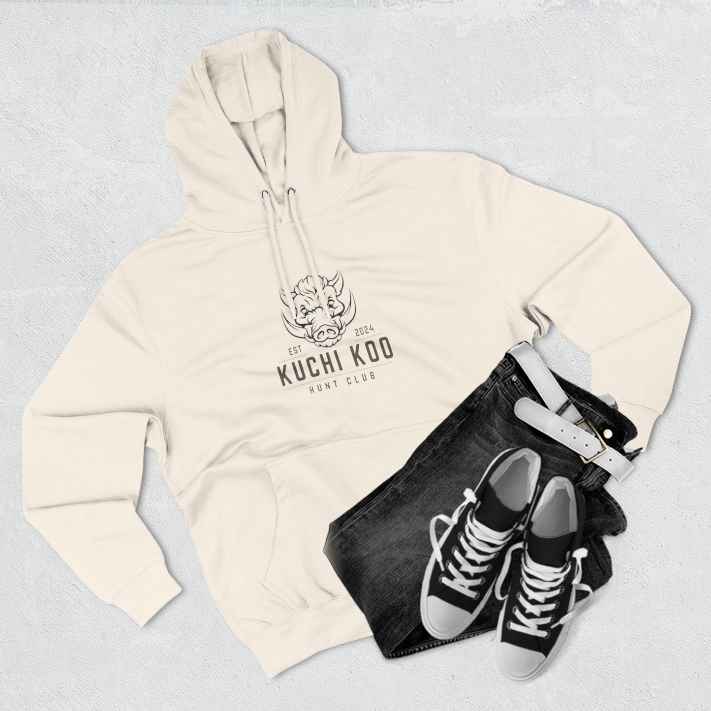Kuchi Koo Hunt Club Fleece Hoodie - Stylish & Cozy Black Sweatshirt