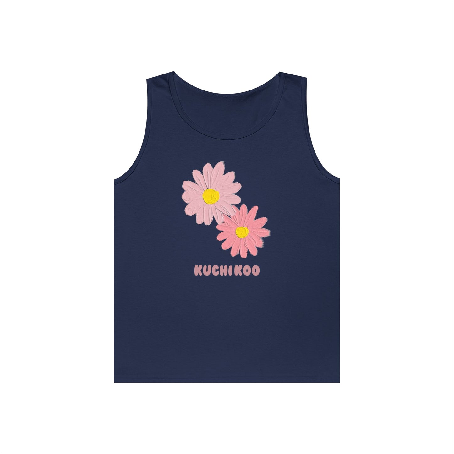 KUCHIKOO Floral Unisex Heavy Cotton Tank Top - Casual Summer Wear