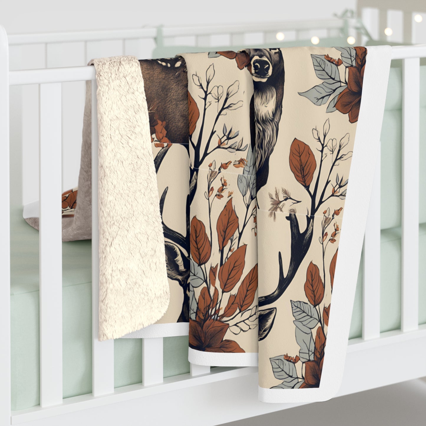 Cozy Sherpa Fleece Blanket with Rustic Deer Design - Perfect for Winter Nights