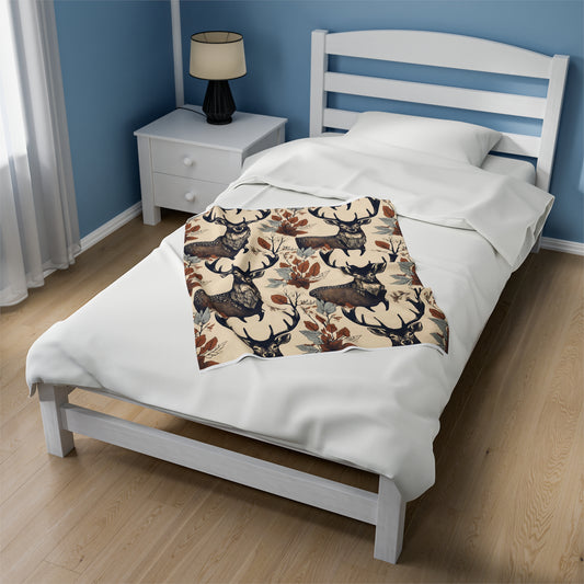 Cozy Woodland Deer Velveteen Plush Blanket