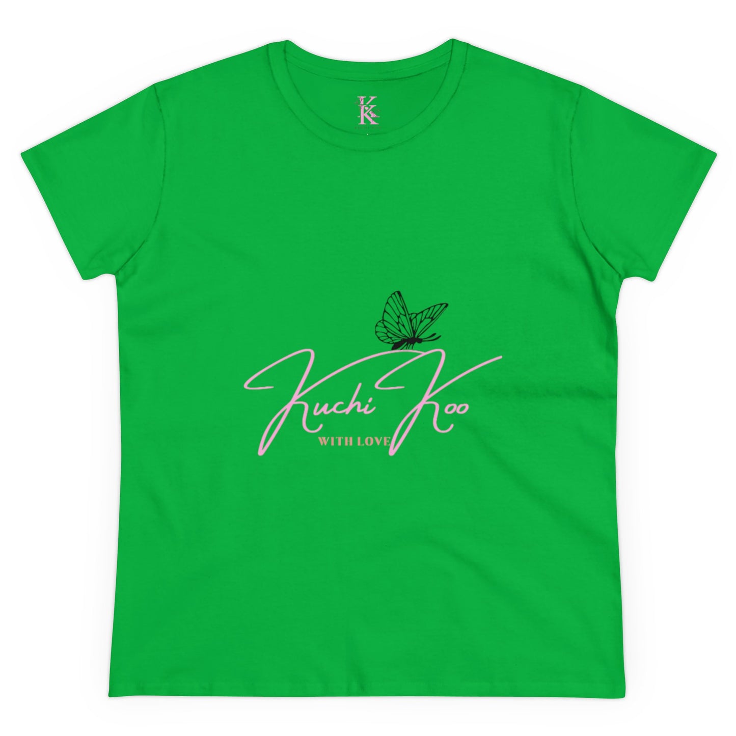 Kuchi Koo Women's Midweight Cotton Tee - Butterfly Design, Stylish and Comfortable