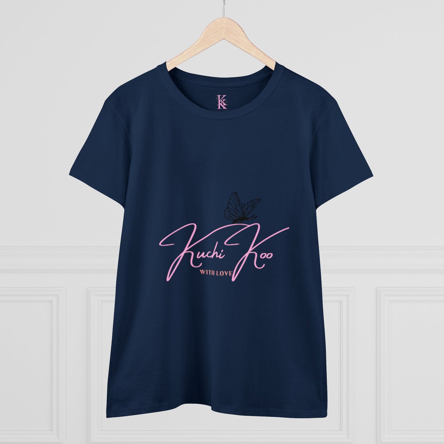 Kuchi Koo Women's Midweight Cotton Tee - Butterfly Design, Stylish and Comfortable