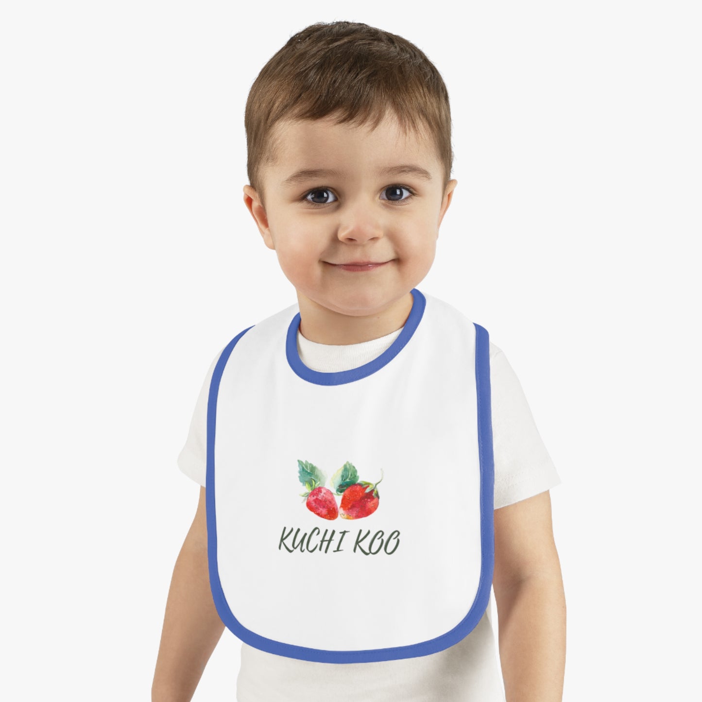 Kuchi Kbo Baby Bib - Cute Contrast Trim Feeding Bib for Infants