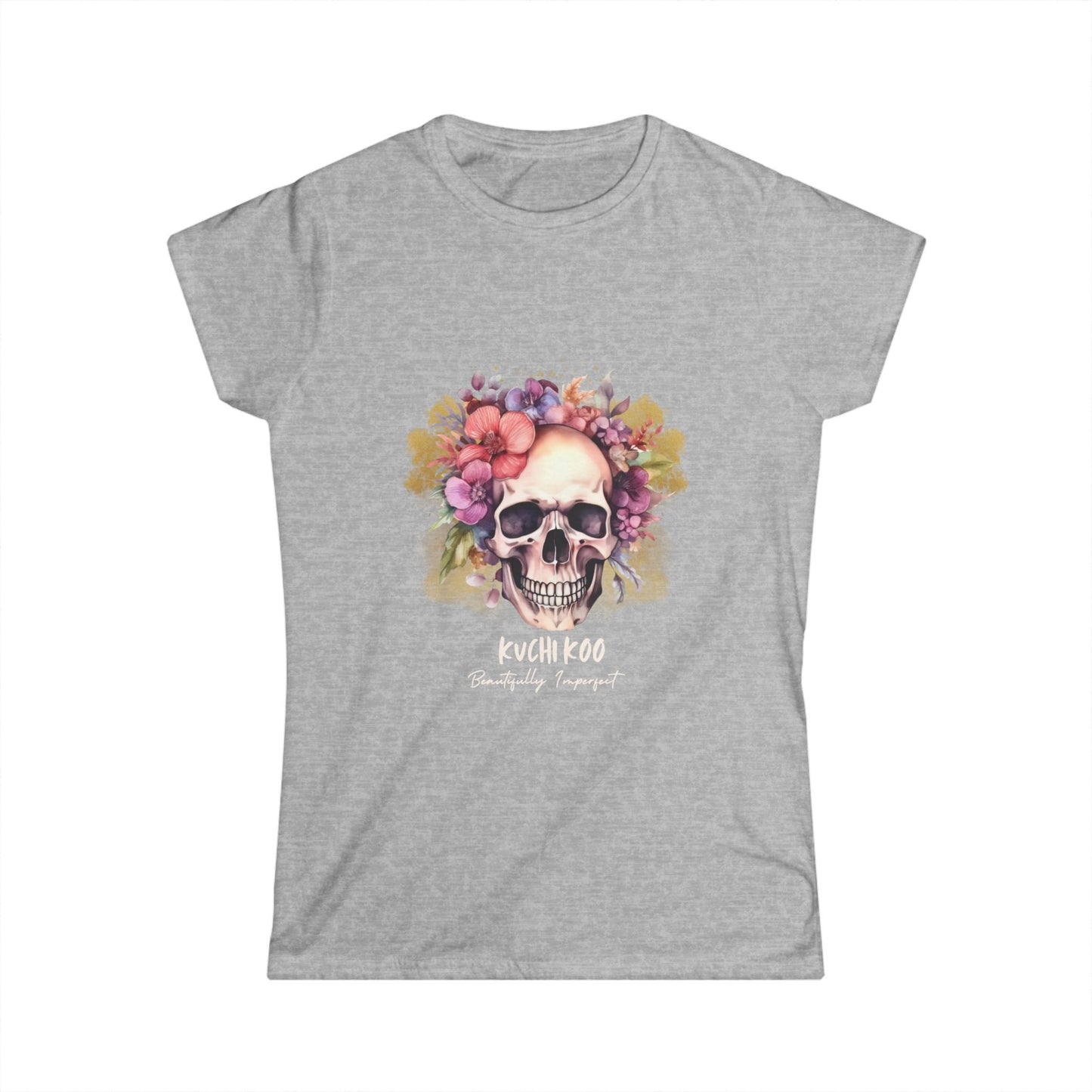Floral Skull Graphic Tee for Women - Stylish and Edgy Fashion