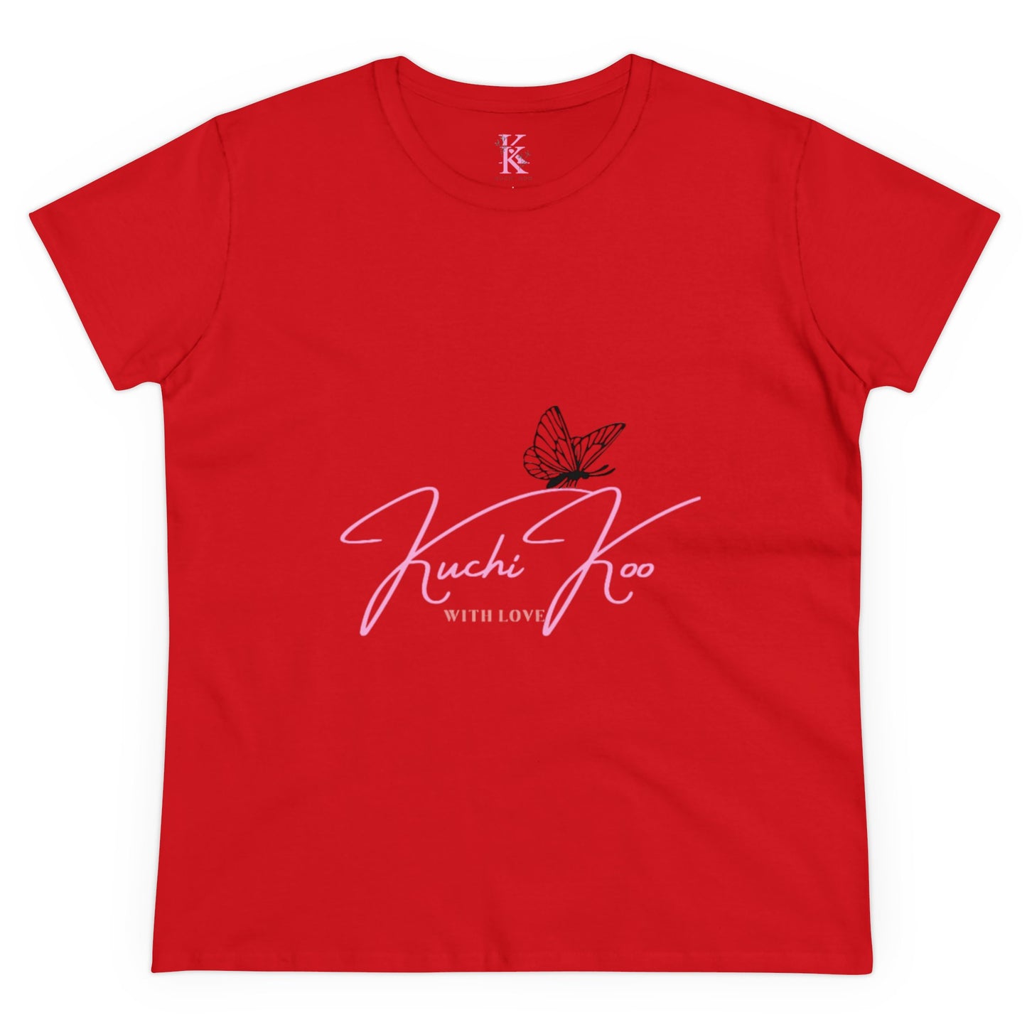 Kuchi Koo Women's Midweight Cotton Tee - Butterfly Design, Stylish and Comfortable