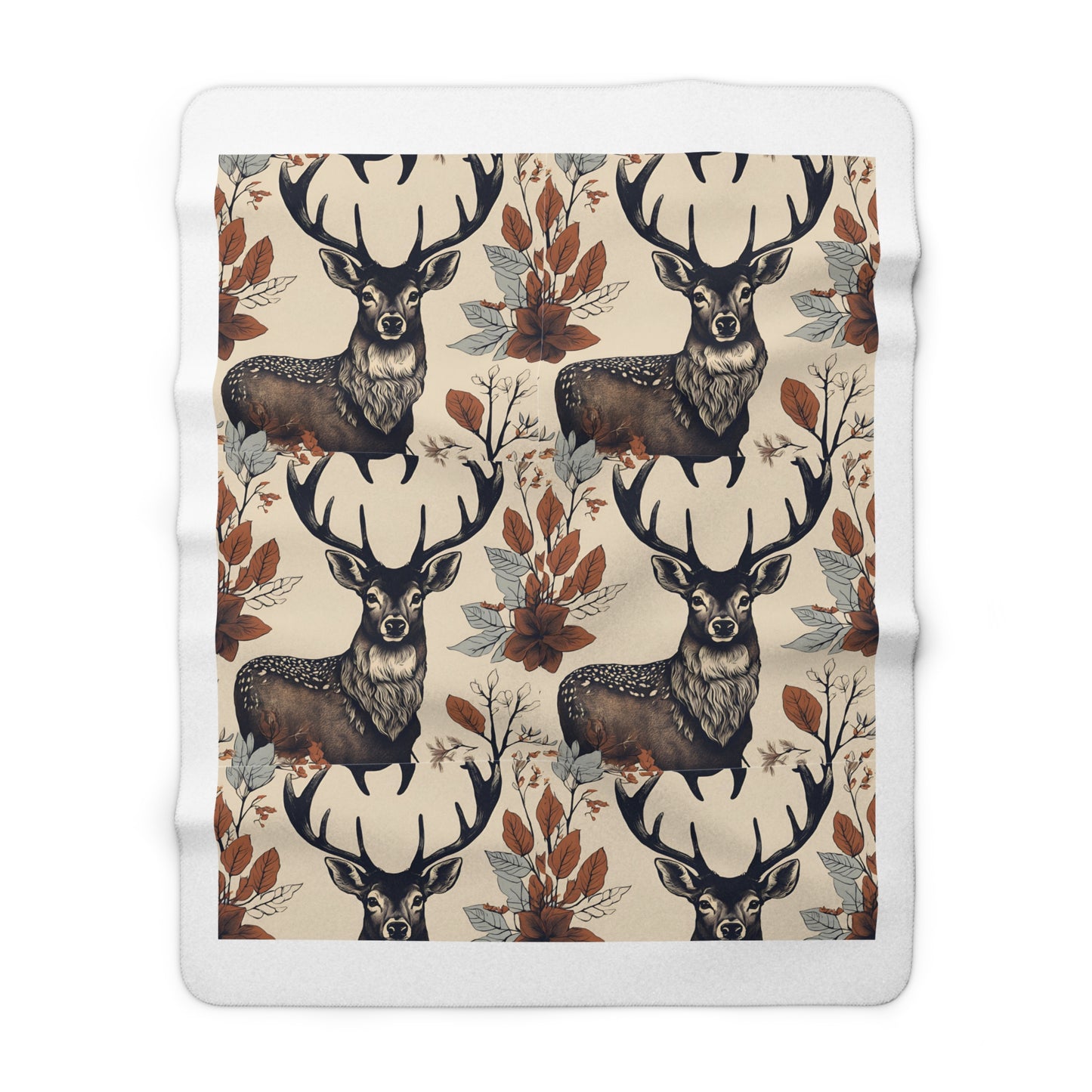 Cozy Sherpa Fleece Blanket with Rustic Deer Design - Perfect for Winter Nights