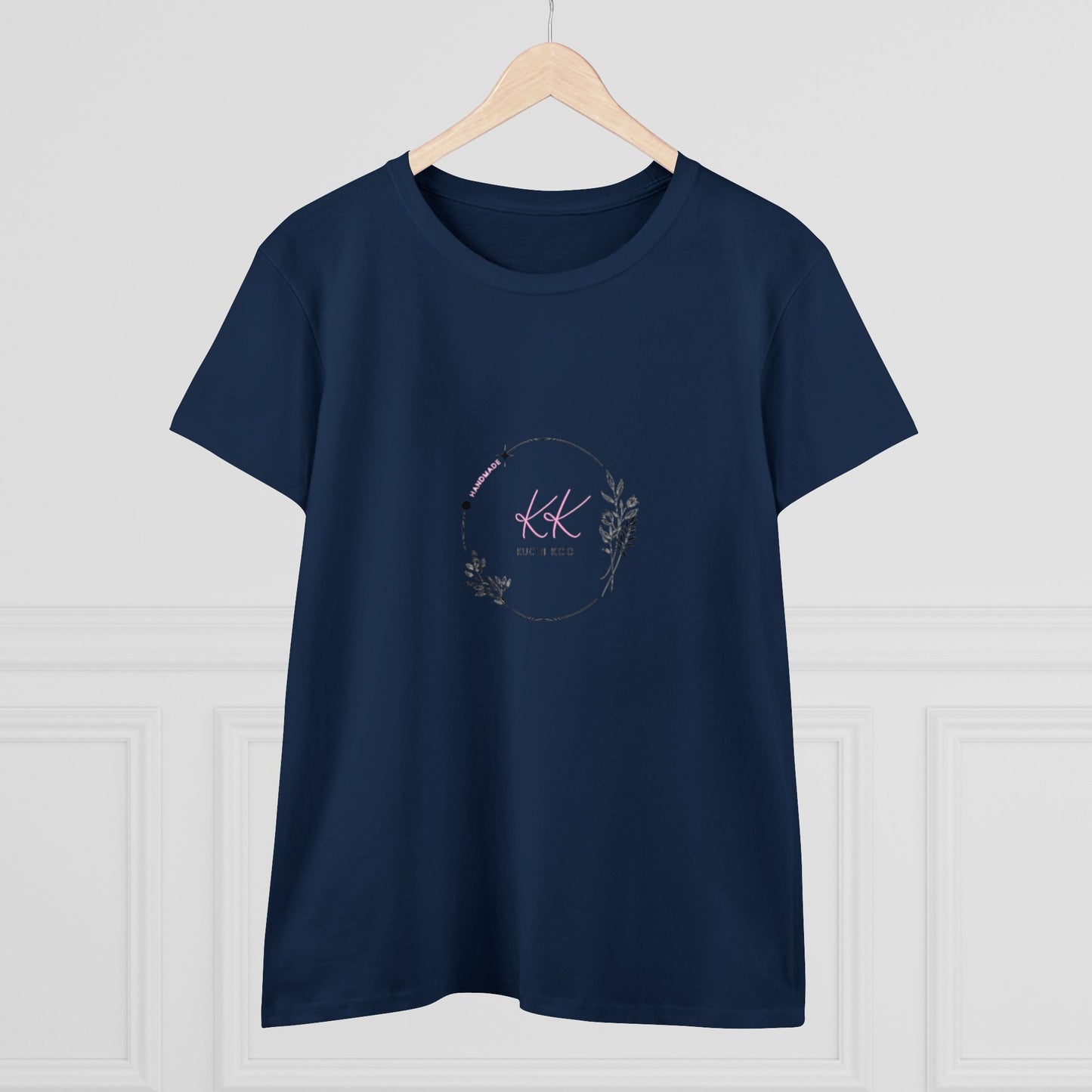 Floral Monogram Women's Midweight Cotton Tee - Casual, Stylish Apparel for Everyday Wear