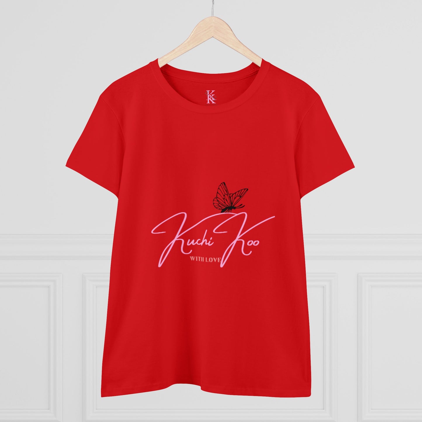 Kuchi Koo Women's Midweight Cotton Tee - Butterfly Design, Stylish and Comfortable