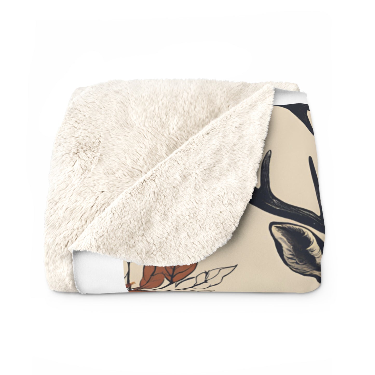 Cozy Sherpa Fleece Blanket with Rustic Deer Design - Perfect for Winter Nights