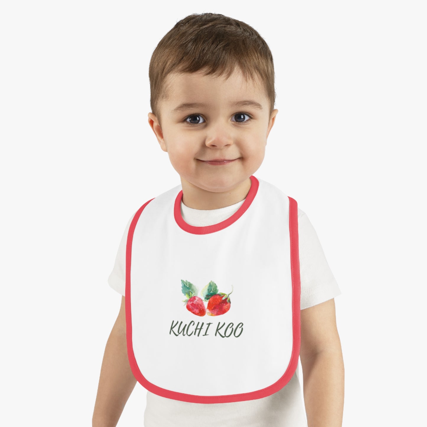 Kuchi Kbo Baby Bib - Cute Contrast Trim Feeding Bib for Infants