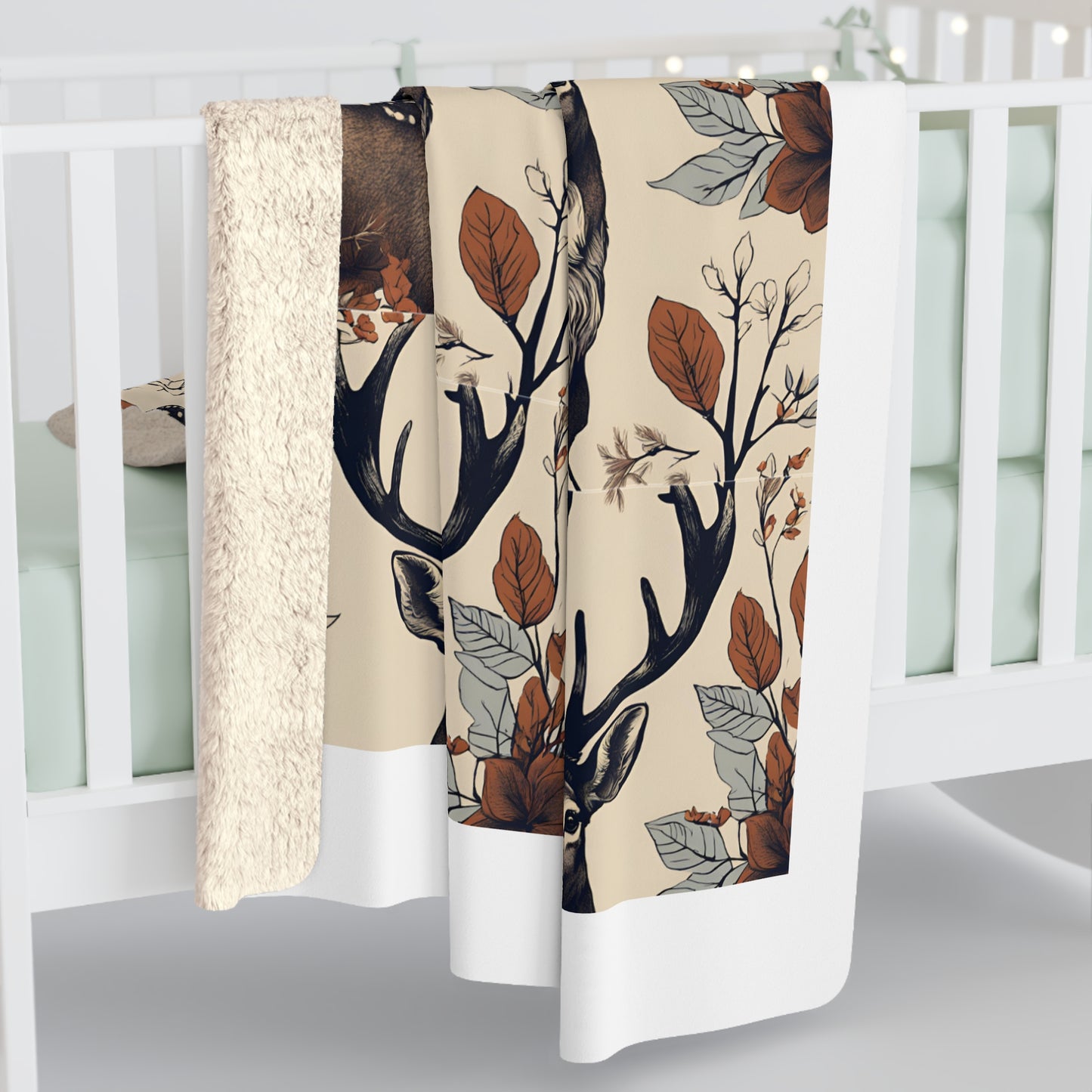 Cozy Sherpa Fleece Blanket with Rustic Deer Design - Perfect for Winter Nights