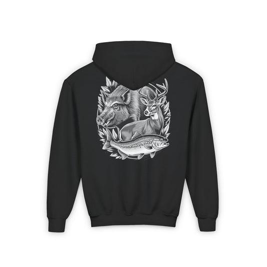 Outdoor Adventure Youth Hoodie - Nature Wildlife Design