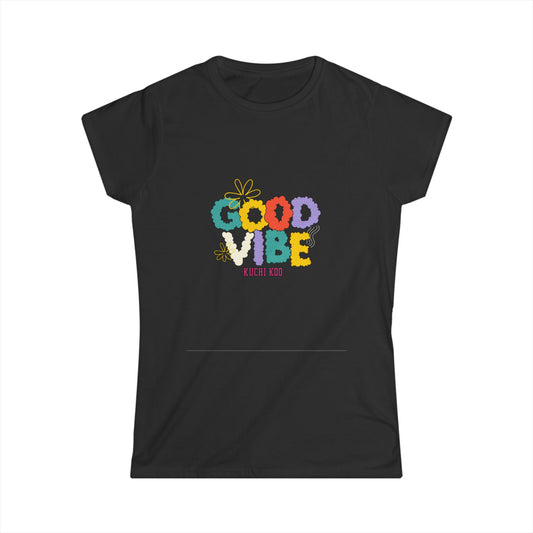 Good Vibe Women's Softstyle Tee - Colorful Floral Tee for Positive Energy