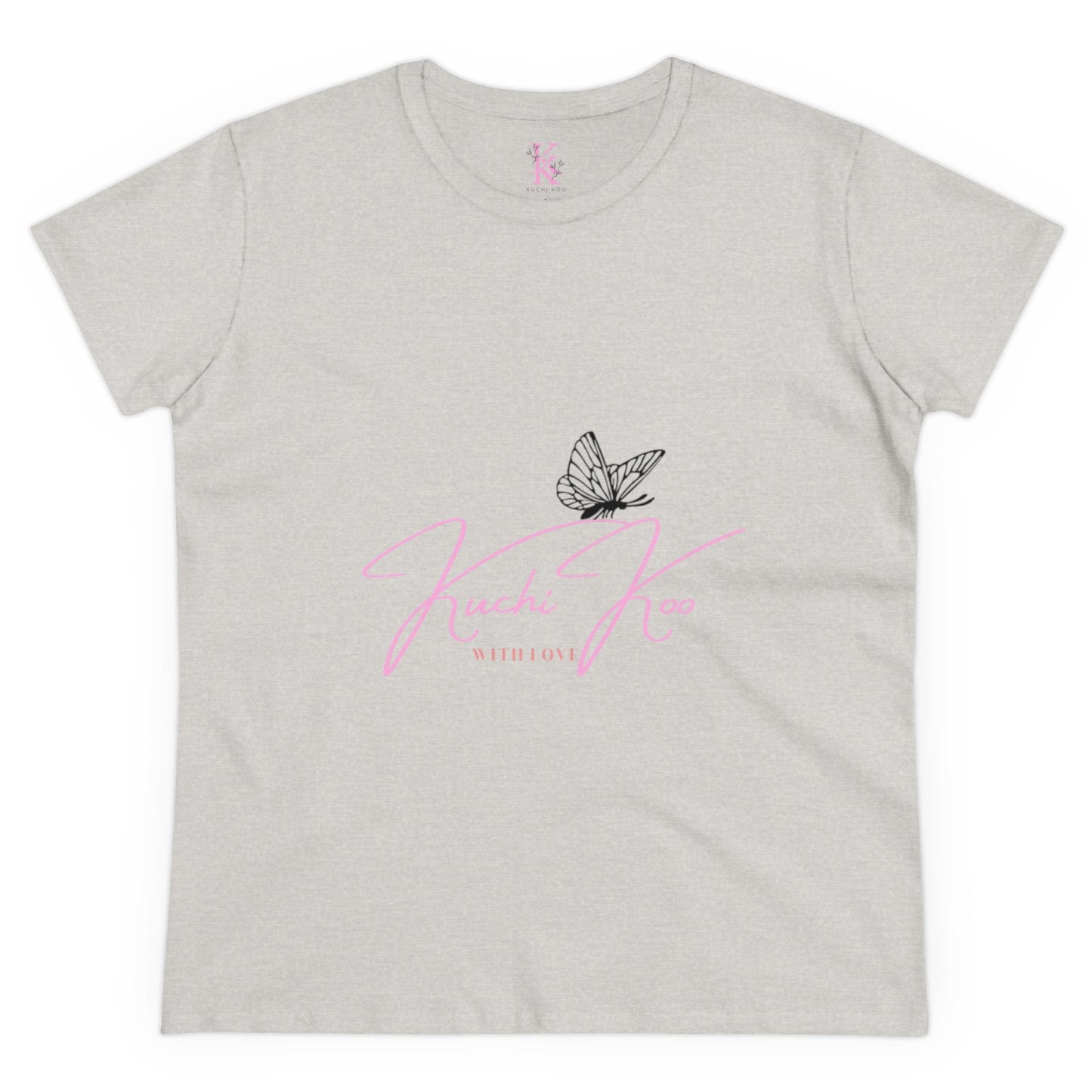 Kuchi Koo Women's Midweight Cotton Tee - Butterfly Design, Stylish and Comfortable
