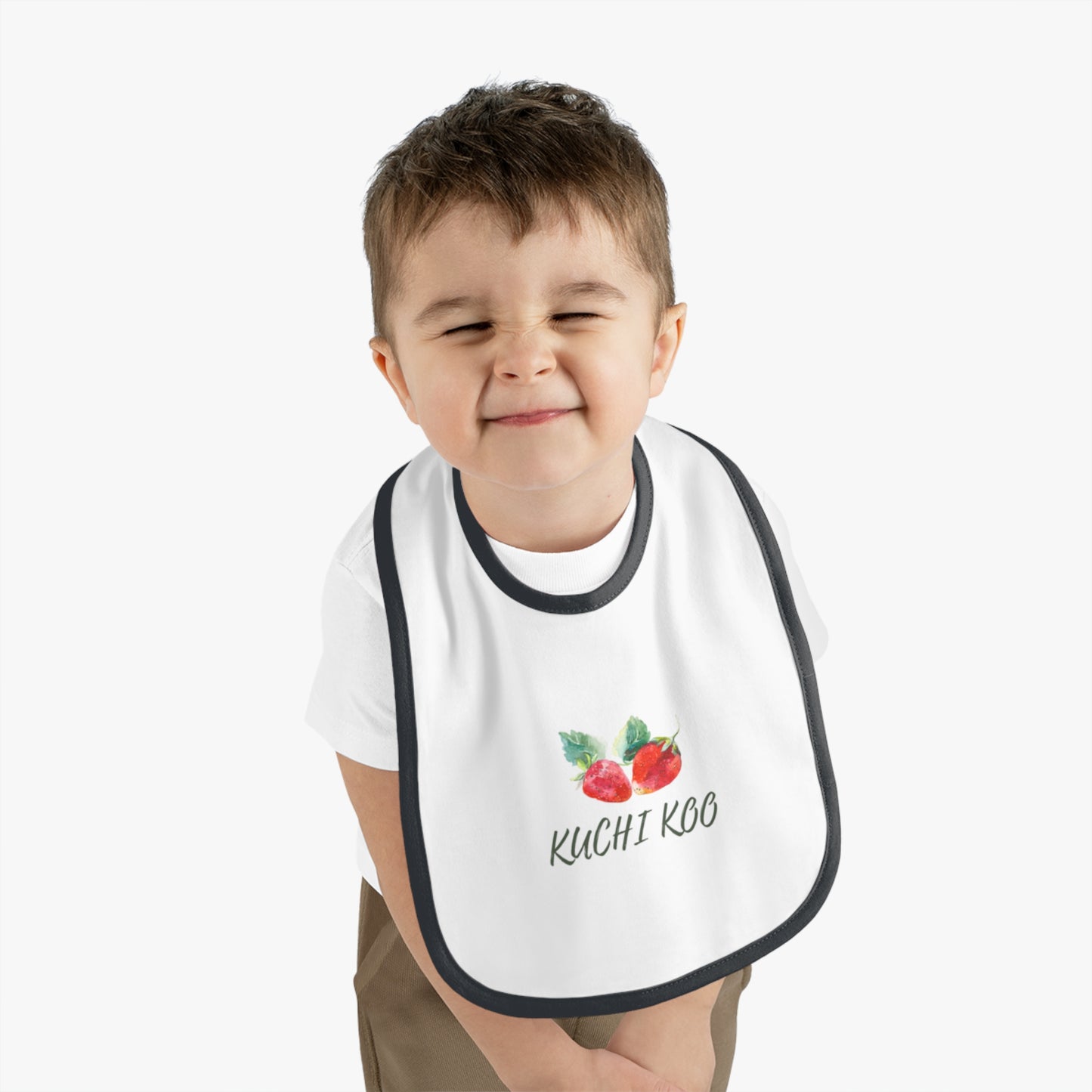 Kuchi Kbo Baby Bib - Cute Contrast Trim Feeding Bib for Infants