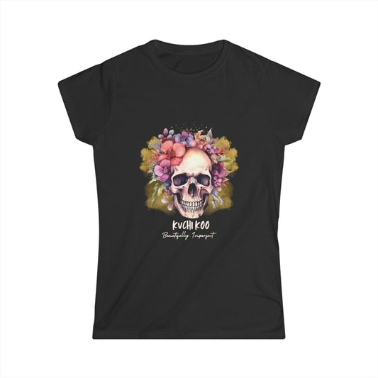 Floral Skull Graphic Tee for Women - Stylish and Edgy Fashion