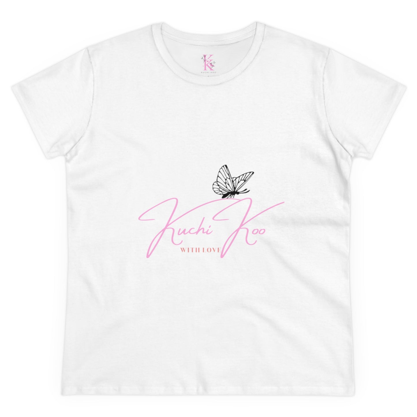Kuchi Koo Women's Midweight Cotton Tee - Butterfly Design, Stylish and Comfortable