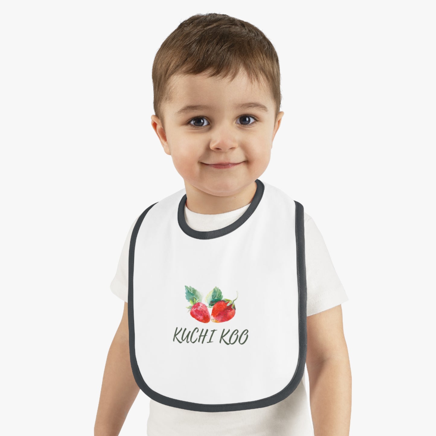 Kuchi Kbo Baby Bib - Cute Contrast Trim Feeding Bib for Infants