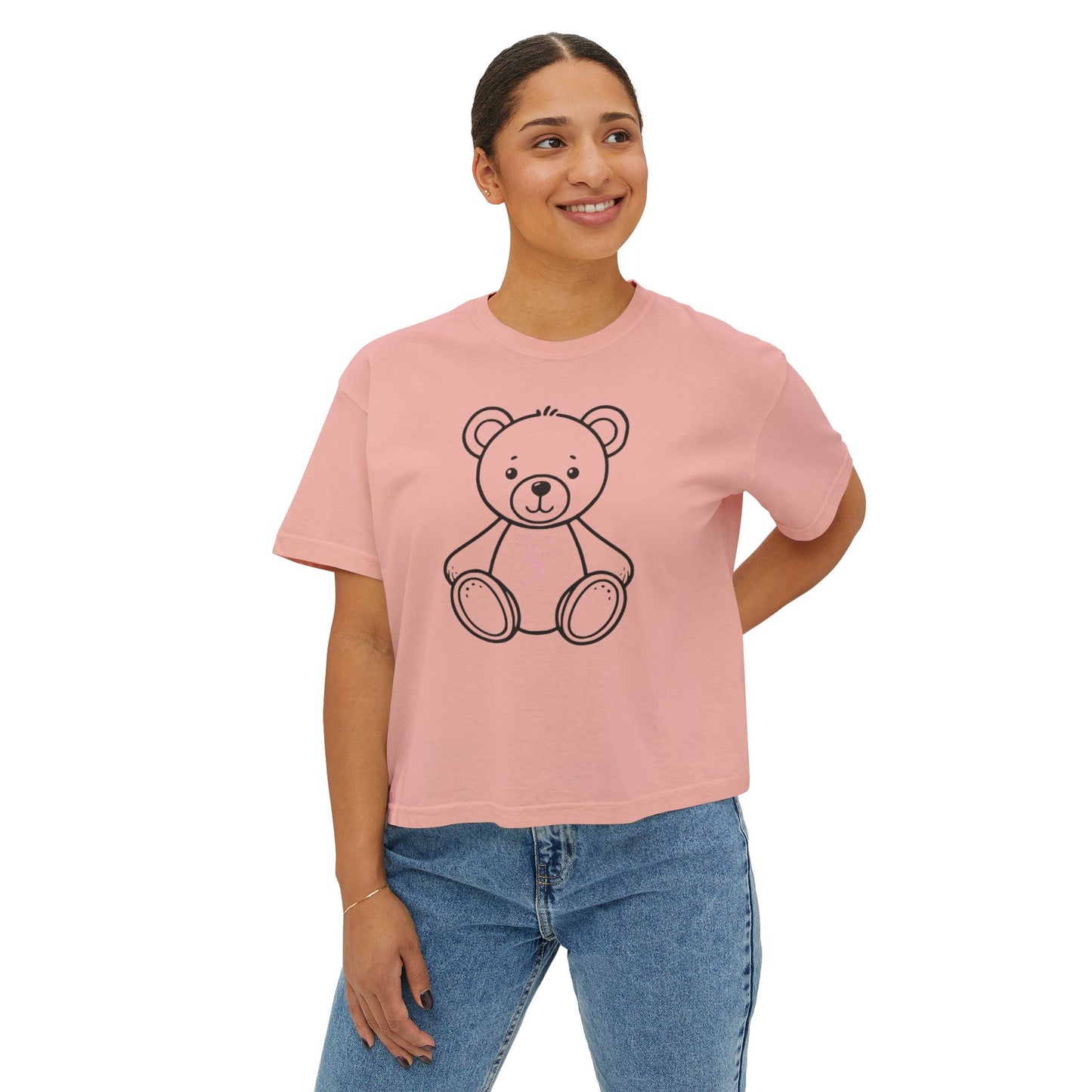 Cute Bear Women's Boxy Tee - Perfect for Casual Outings