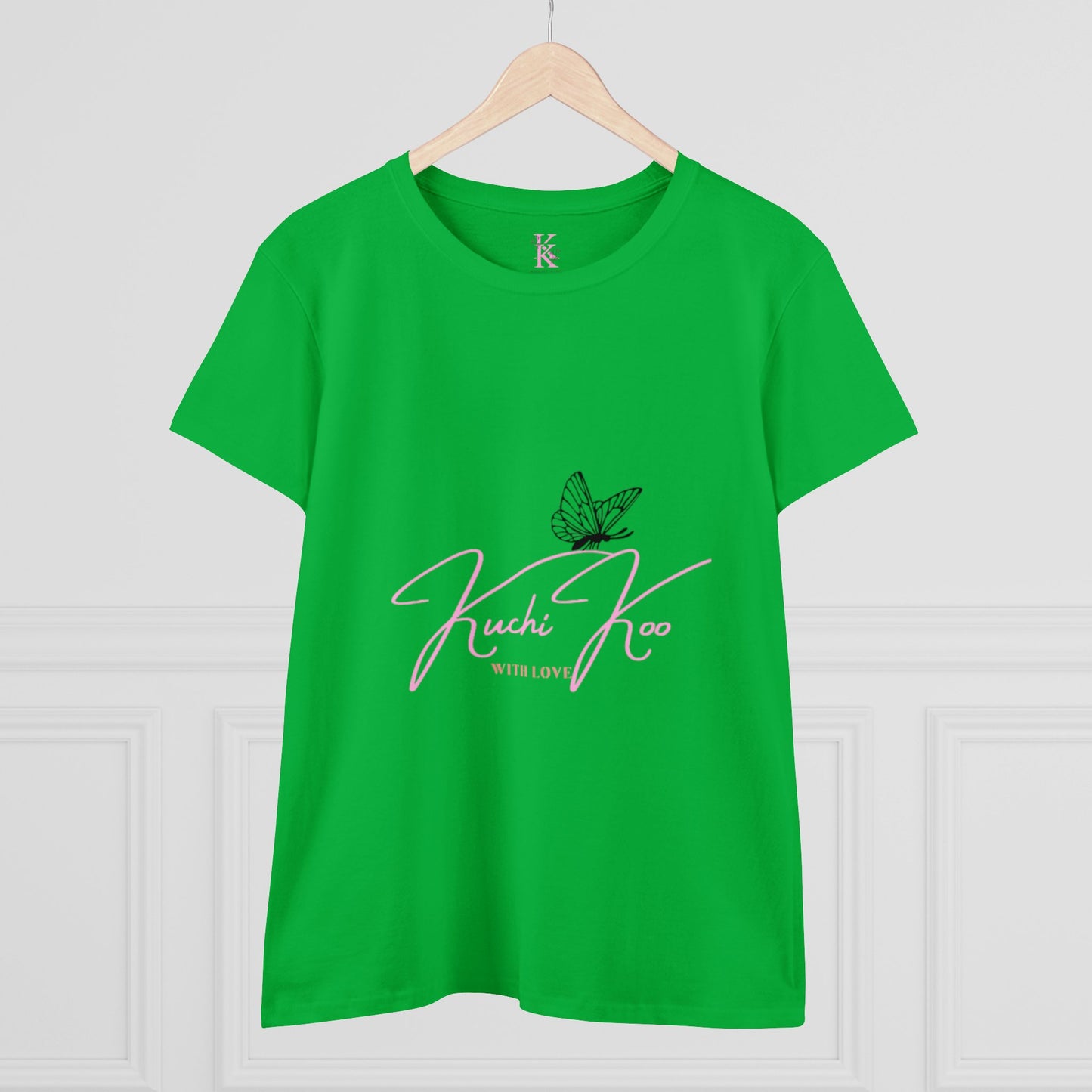 Kuchi Koo Women's Midweight Cotton Tee - Butterfly Design, Stylish and Comfortable