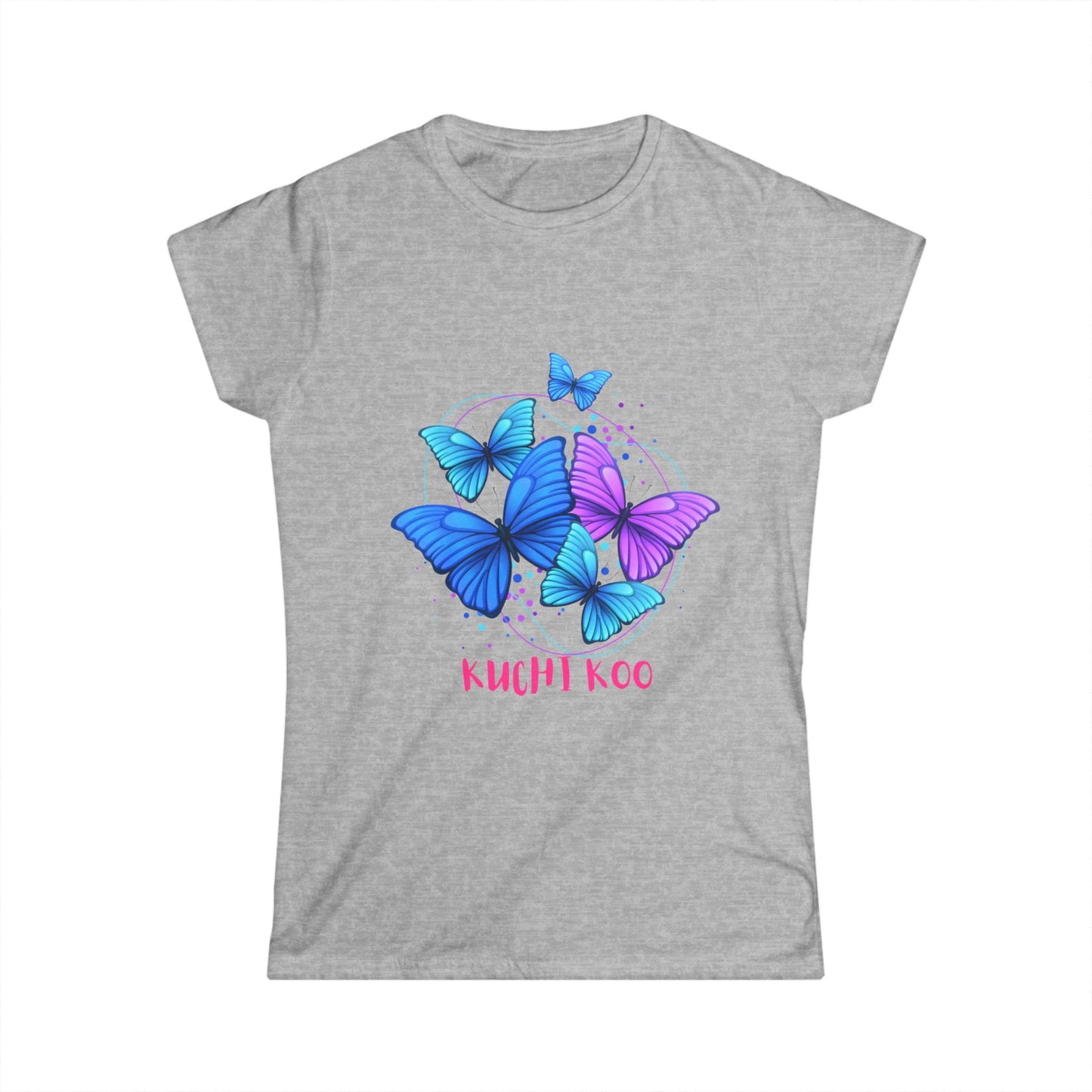 Kuchi Koo Butterfly Women's Softstyle Tee - Colorful & Feminine Fashion Top for Nature Lovers