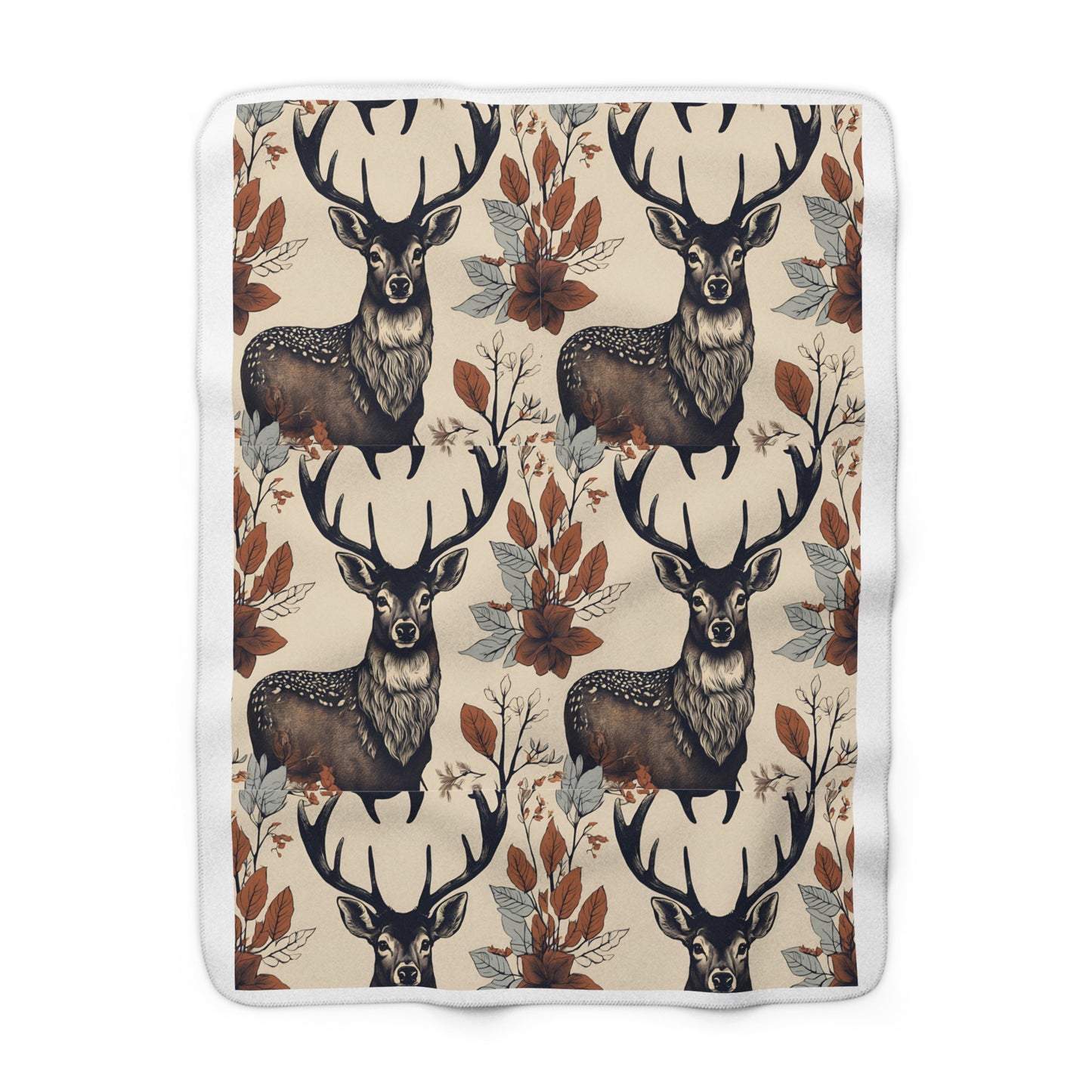 Cozy Sherpa Fleece Blanket with Rustic Deer Design - Perfect for Winter Nights
