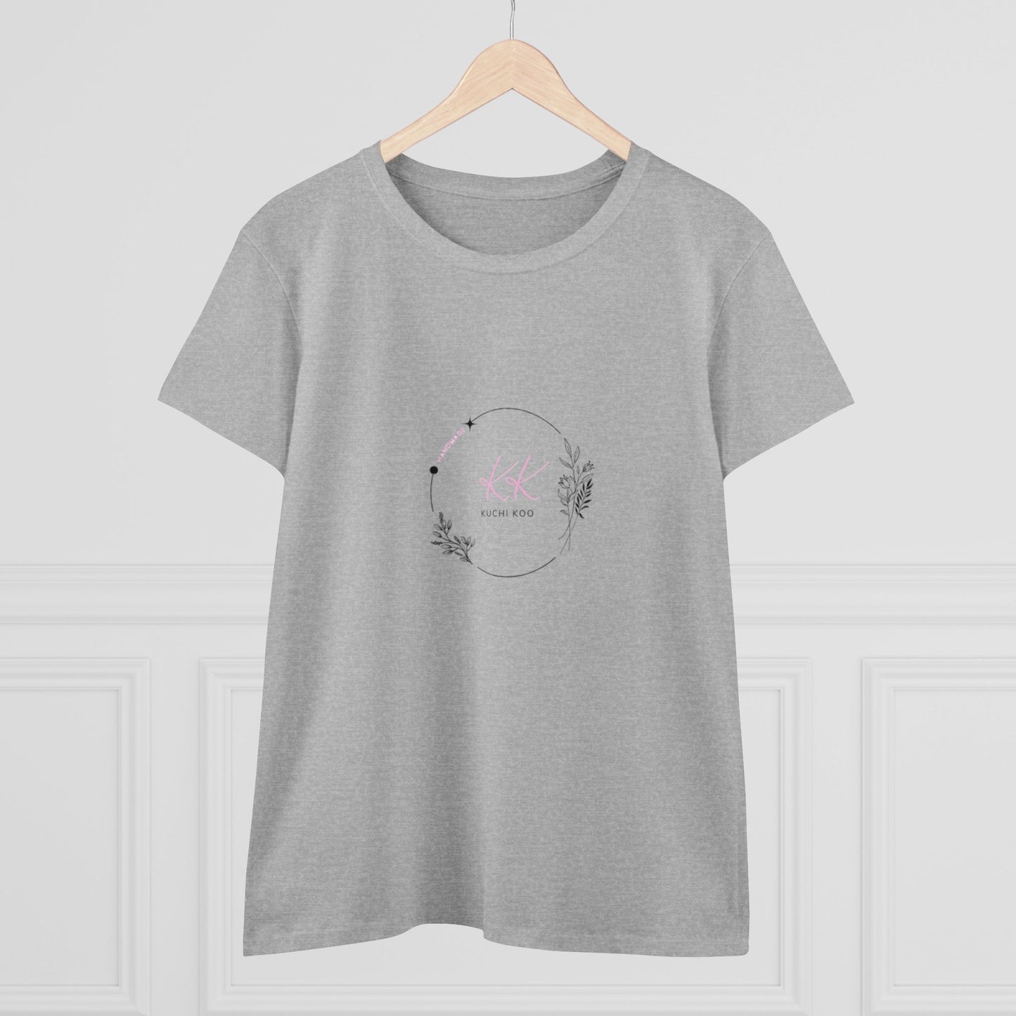 Floral Monogram Women's Midweight Cotton Tee - Casual, Stylish Apparel for Everyday Wear