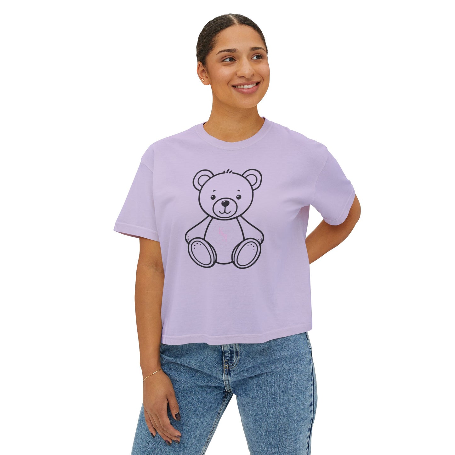 Cute Bear Women's Boxy Tee - Perfect for Casual Outings