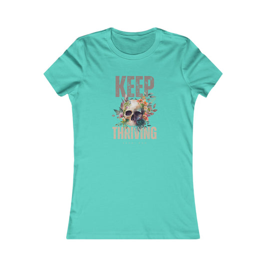 Floral Skull Graphic Tee - Keep Thriving Shirt for Women