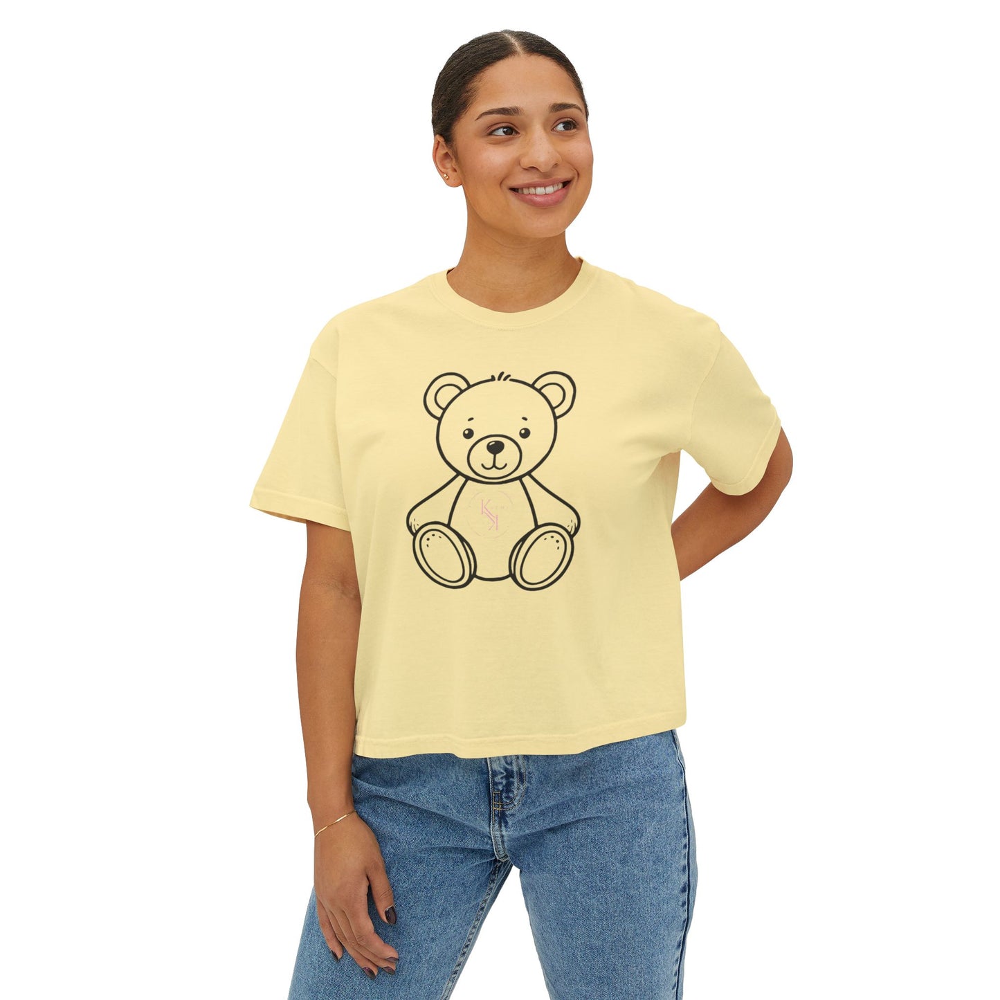Cute Bear Women's Boxy Tee - Perfect for Casual Outings