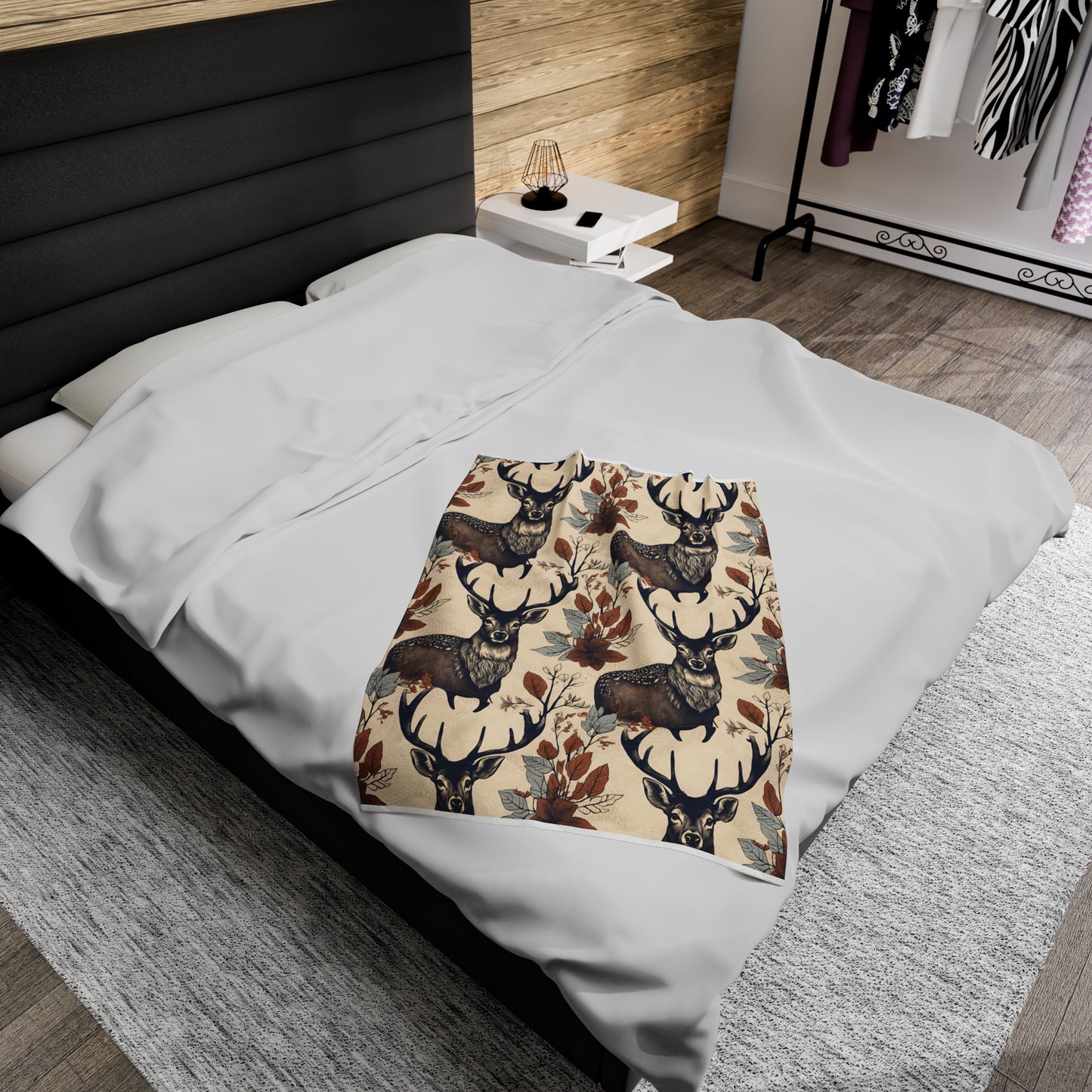 Cozy Woodland Deer Velveteen Plush Blanket