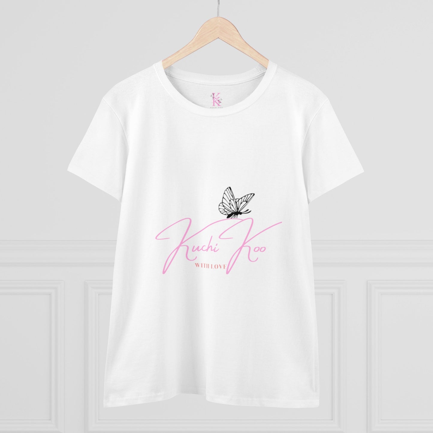 Kuchi Koo Women's Midweight Cotton Tee - Butterfly Design, Stylish and Comfortable