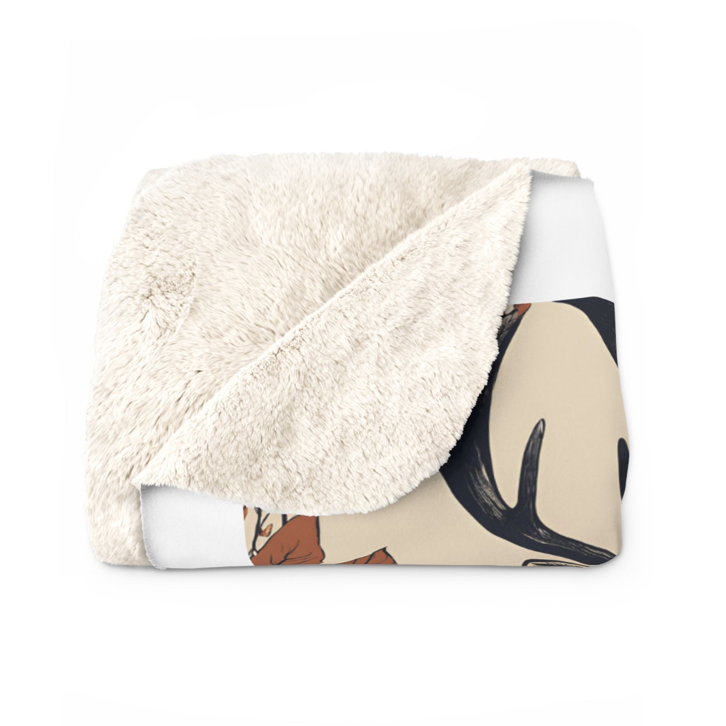 Cozy Sherpa Fleece Blanket with Rustic Deer Design - Perfect for Winter Nights