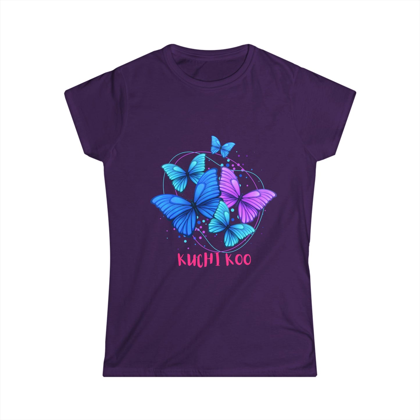 Kuchi Koo Butterfly Women's Softstyle Tee - Colorful & Feminine Fashion Top for Nature Lovers
