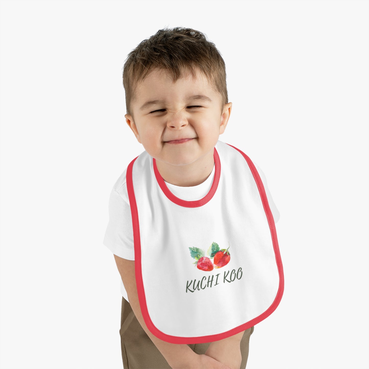 Kuchi Kbo Baby Bib - Cute Contrast Trim Feeding Bib for Infants