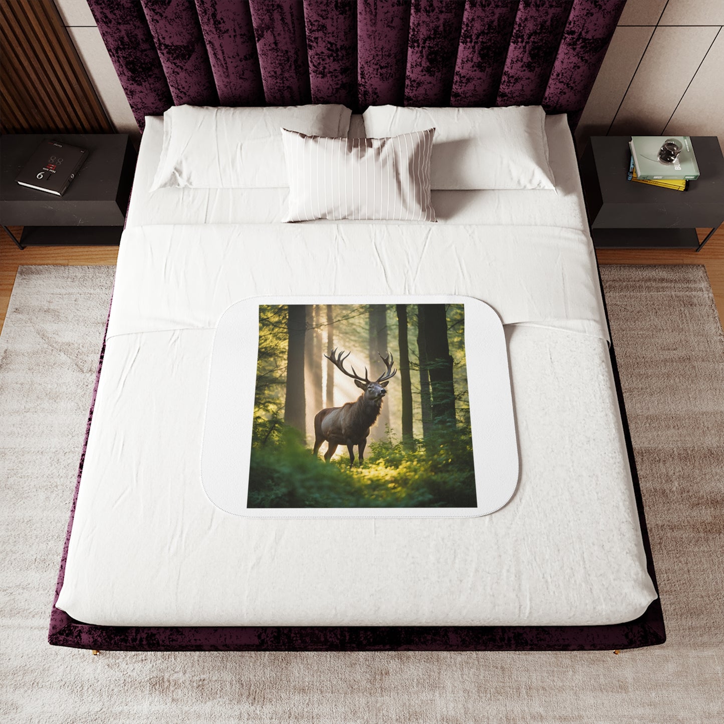 Cozy Sherpa Blanket with Majestic Deer Design - Ideal for Home Decor and Gift