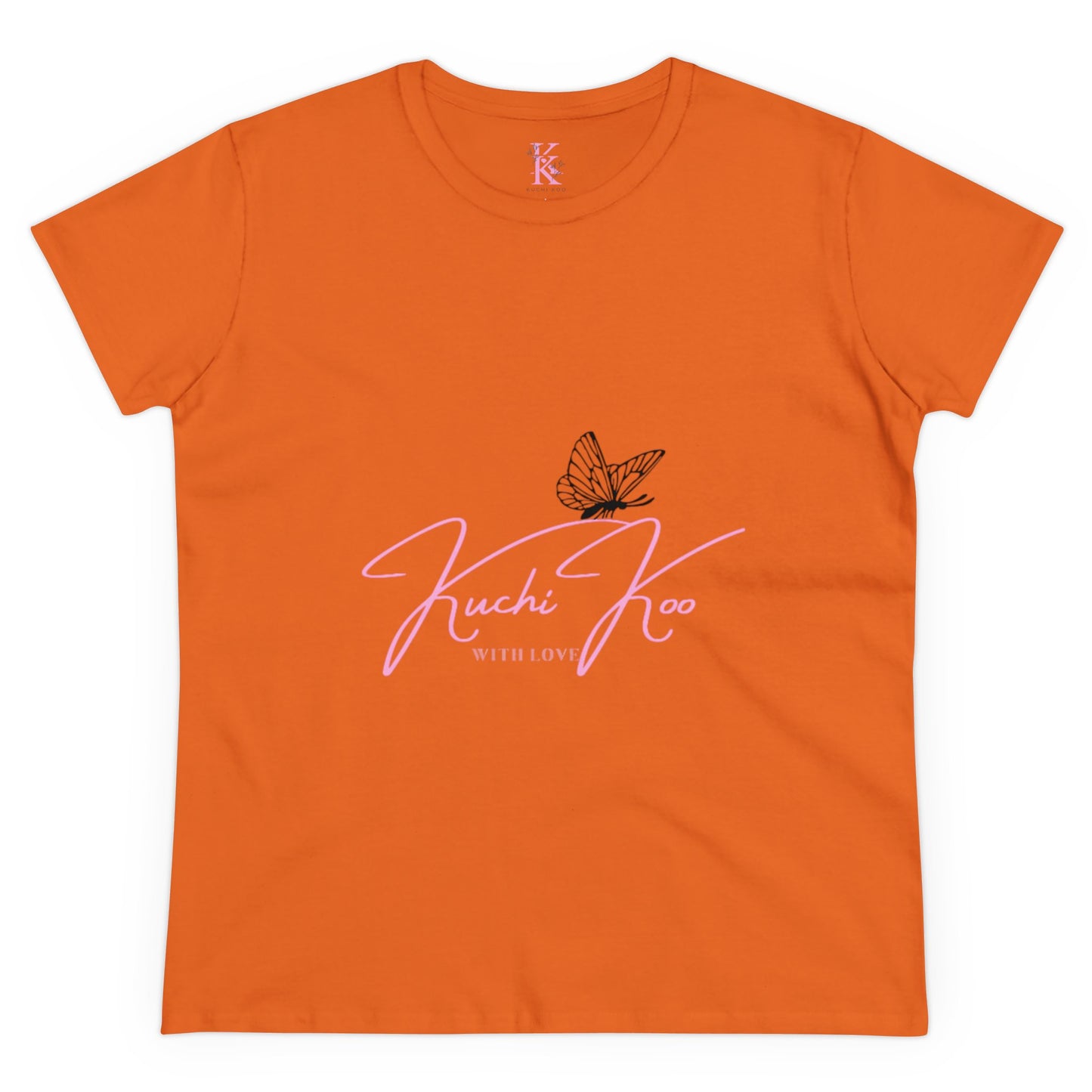 Kuchi Koo Women's Midweight Cotton Tee - Butterfly Design, Stylish and Comfortable
